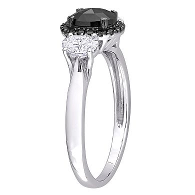 Stella Grace 10k White Gold 3/5 Carat T.W. Black & White Diamond & 3/8 Carat T.W. Lab-Created Moissanite Engagement Ring