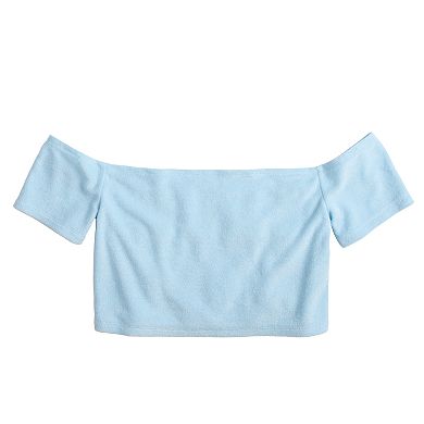 Juniors' SO® Off-The-Shoulder Terry Cloth Top