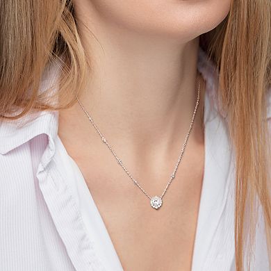 Stella Grace Sterling Silver 1 1/2 Carat T.W. Lab-Created Moissanite Oval Halo Necklace