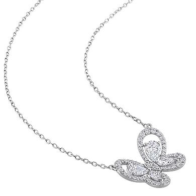 Stella Grace Sterling Silver 1 3/4 Carat T.W. Lab-Created Moissanite Butterfly Necklace