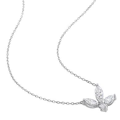 Stella Grace Sterling Silver 2 Carat T.W. Lab-Created Moissanite Flower Necklace
