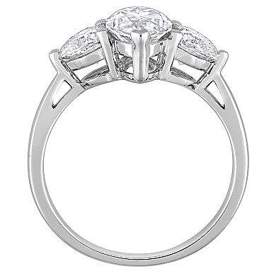 Stella Grace Sterling Silver 2 1/2 Carat T.W. Lab-Created Moissanite 3-Stone Engagement Ring