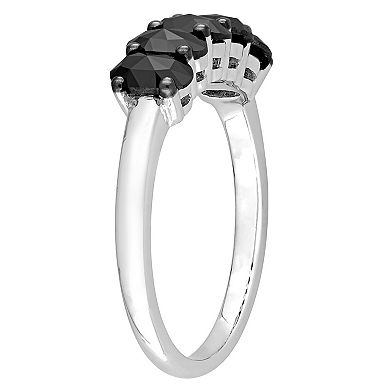 Stella Grace 10k White Gold 1 1/4 Carat T.W. Oval Black Diamond Semi-Eternity Ring