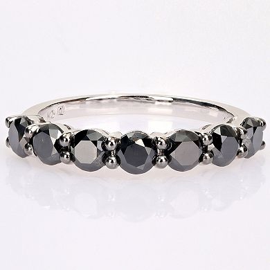 Stella Grace 10k White Gold 1 3/4 Carat T.W. Black Diamond Semi-Eternity Ring