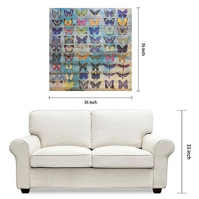 Butterflies Arte de Legno Digital Print on Solid Wood Wall Art