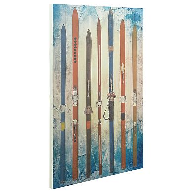 Retro Skis 2 Arte de Legno Digital Print on Solid Wood Wall Art