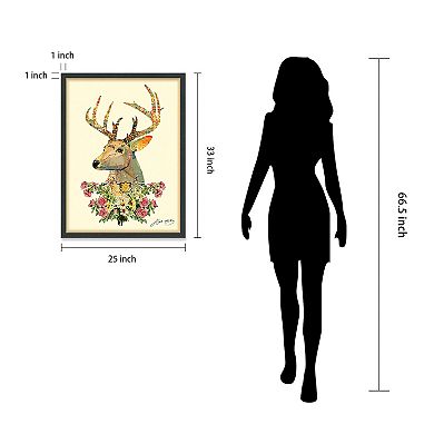 Mrs. Deer Collage Framed Graphic Wall Art