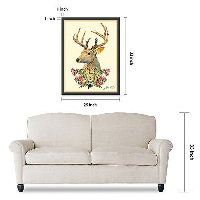 Mrs. Deer Collage Framed Graphic Wall Art