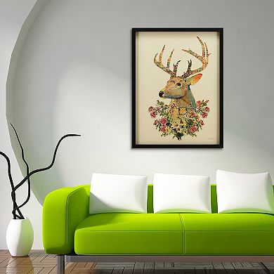 Mrs. Deer Collage Framed Graphic Wall Art