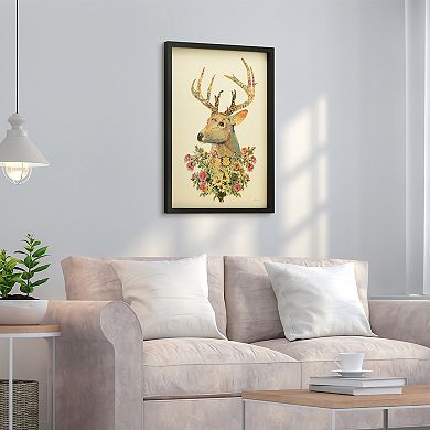 Mrs. Deer Collage Framed Graphic Wall Art