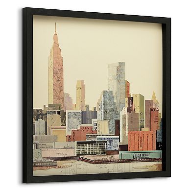 New York City Skyline Collage Framed Graphic Wall Art