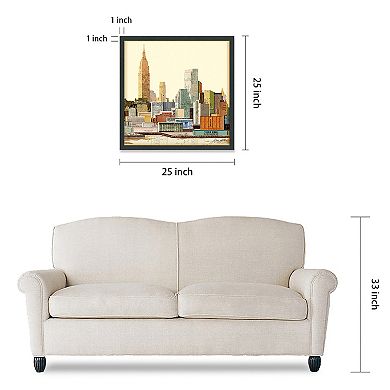 New York City Skyline Collage Framed Graphic Wall Art