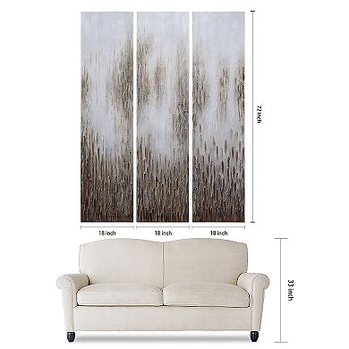 Dreamy Field Textured Metallic Wall Art 3-piece Set