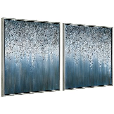Blue Rain Textured Metallic Wall Art