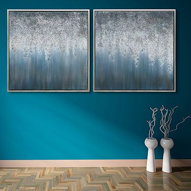 Blue Rain Textured Metallic Wall Art
