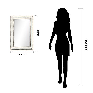 Champagne Bead Beveled Rectangle Wall Mirror