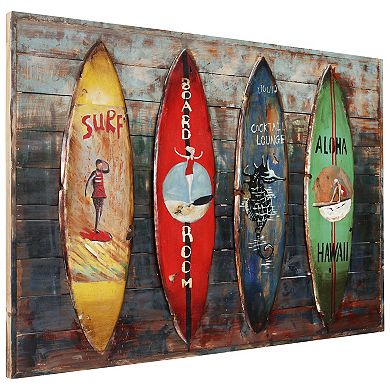 Surfboards Iron Wooden Wall Art