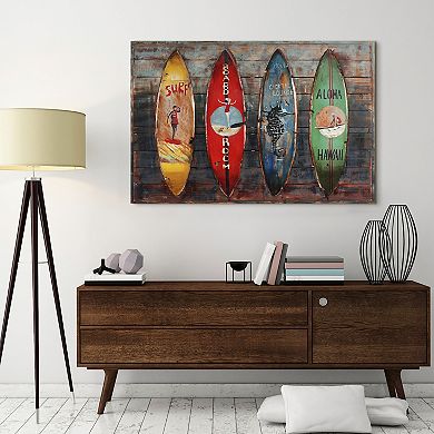 Surfboards Iron Wooden Wall Art