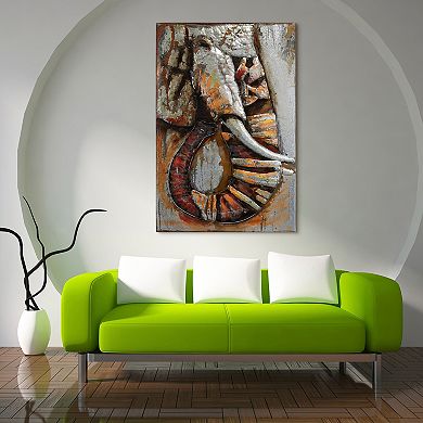 Elephant Mixed Media Iron Dimensional Wall Art