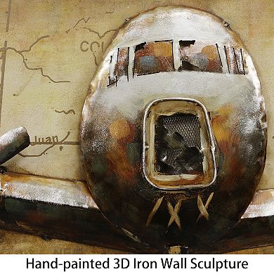 Airplane Mixed Media Iron Dimensional Wall Art