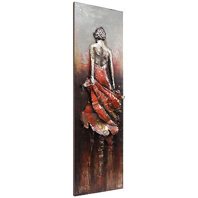 Lady in Red Mixed Media Iron Dimensional Wall Art