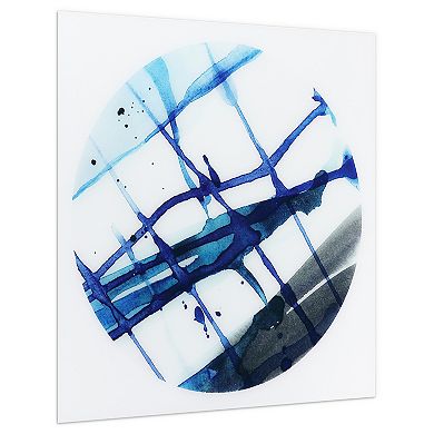 Empire Art Direct Blue Stripes 2 Glass Wall Art