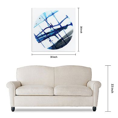 Empire Art Direct Blue Stripes 2 Glass Wall Art