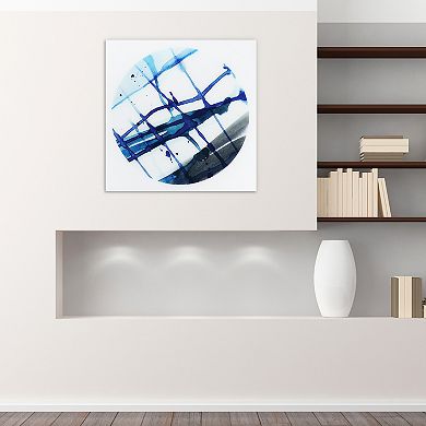 Empire Art Direct Blue Stripes 2 Glass Wall Art