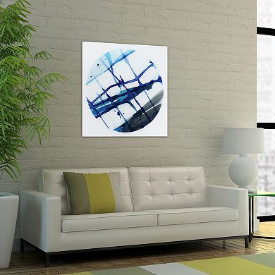 Empire Art Direct Blue Stripes 2 Glass Wall Art