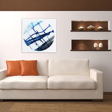 Empire Art Direct Blue Stripes 2 Glass Wall Art