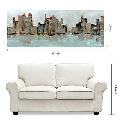 Second City Abstract Chicago Skyline Frameless Free Floating Tempered Glass Panel Graphic Wall Art