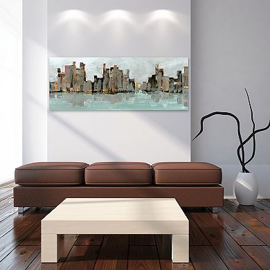 Second City Abstract Chicago Skyline Frameless Free Floating Tempered Glass Panel Graphic Wall Art