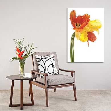 Empire Art Direct Orange Yellow Parrot Tulip Glass Wall Art