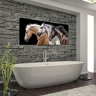 Empire Art Direct Trilogy 2 Horse Glass Wall Art