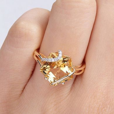 Stella Grace 18k Gold Over Silver Citrine & Diamond Accent Wrapped Ring