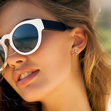 Stella Grace 18k Gold Over Silver Madeira Citrine & White Topaz Starburst Earrings