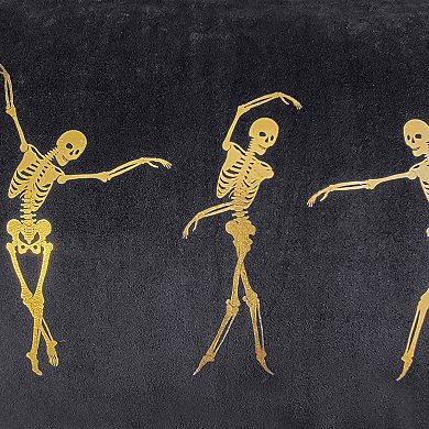 Edie@Home Halloween Velvet Gold Dancing Skeletons Throw Pillow