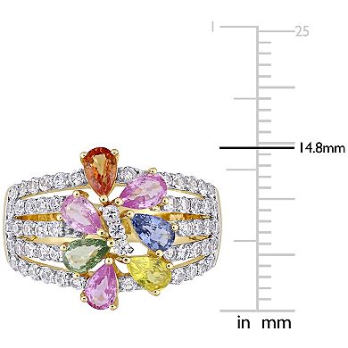 Stella Grace 14k Gold Multicolor Sapphire Cluster Floral Ring