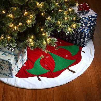 National Tree Company Red White Christmas Tree Skirt