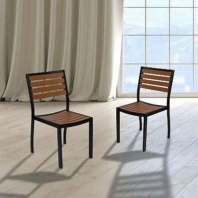 Flash Furniture Outdoor Stackable Side Chair 2-Piece Set