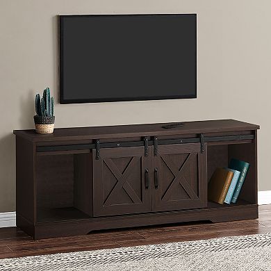 Monarch TV Stand with Barn Style Sliding Doors