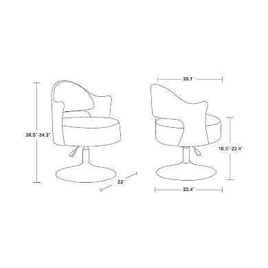 MANHATTAN COMFORT Bopper Adjustable Height Swivel Accent Chair 2-piece Set