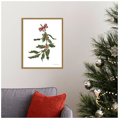 Amanti Art Peace and Joy Holly Framed Canvas Wall Art