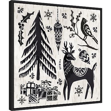 Amanti Art Woodcut Christmas V Framed Canvas Wall Art