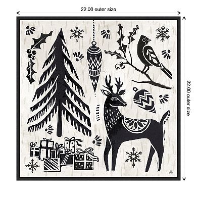 Amanti Art Woodcut Christmas V Framed Canvas Wall Art