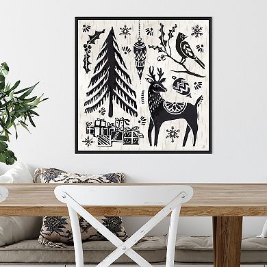 Amanti Art Woodcut Christmas V Framed Canvas Wall Art