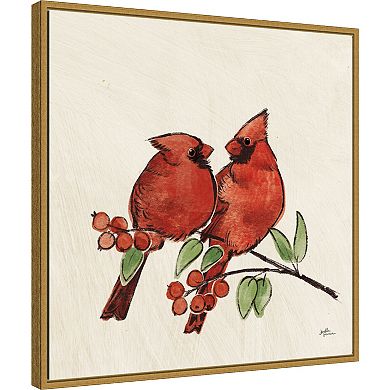 Amanti Art Christmas Lovebirds IX Framed Canvas Wall Art