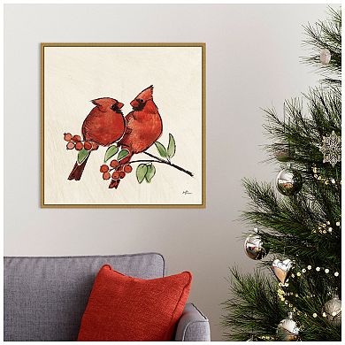 Amanti Art Christmas Lovebirds IX Framed Canvas Wall Art