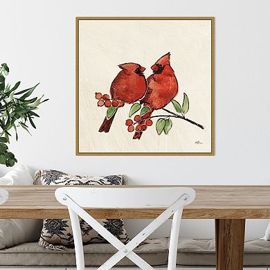 Amanti Art Christmas Lovebirds IX Framed Canvas Wall Art