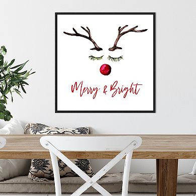 Amanti Art Reindeer Merry and Bright Framed Canvas Wall Art